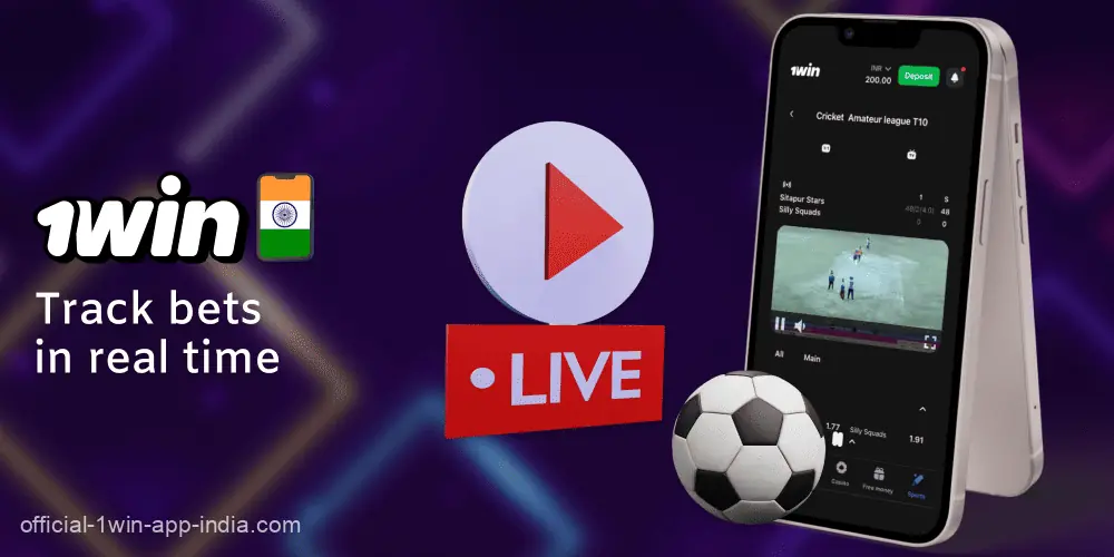 Live bets in the 1win India mobile app